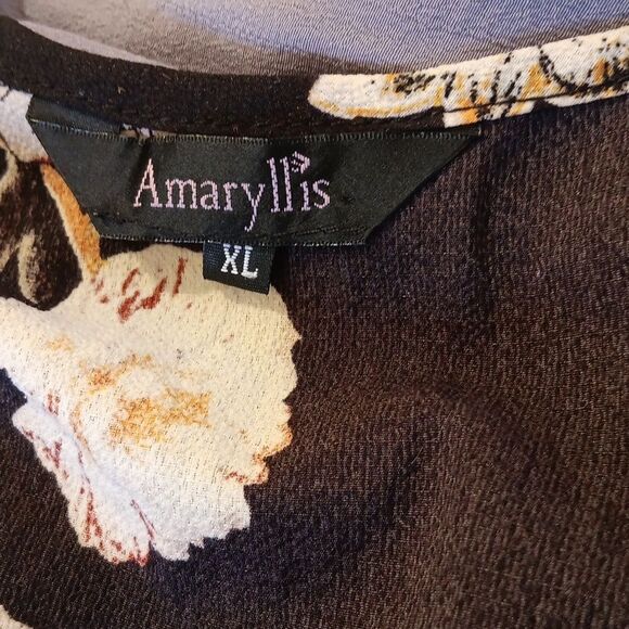 Amaryllis Black Floral A-line Top. Dark Floral. - Picture 7 of 10